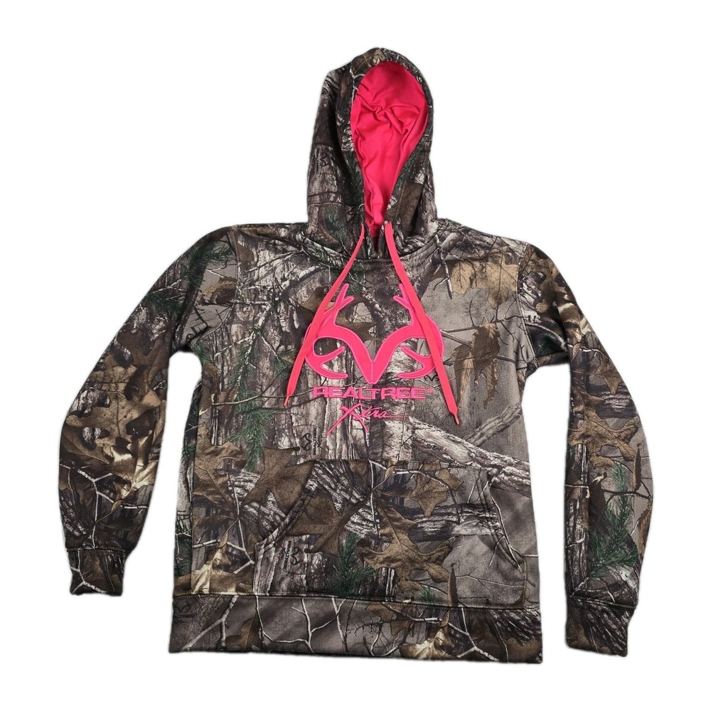 RealTree Light Weight Fleece Lined Pull Over Hoodie Camo Print Women's Medium